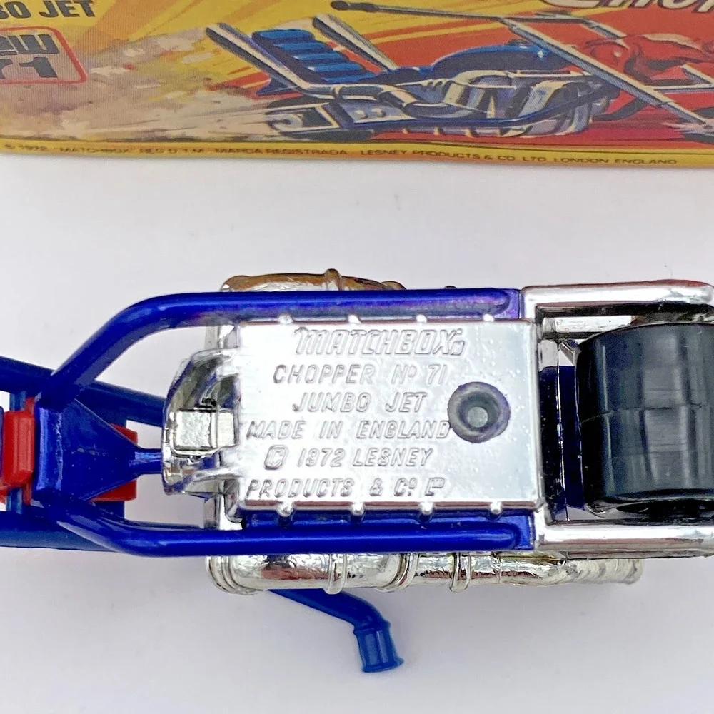 Matchbox Superfast Chopper No 71 Jumbo Jet Blue Motorcycle 1972 Lesney Boxed